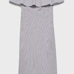 Banana Republic Off-Shoulder Flounce Seersucker Shift Dress